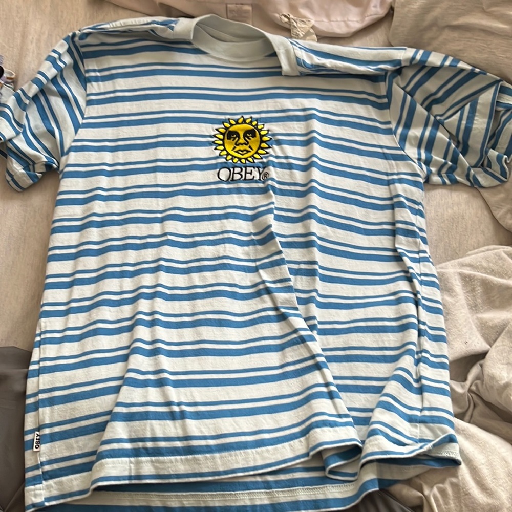Obey, medium, blue shirt
